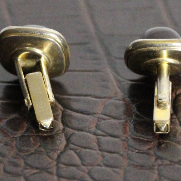 1950s Anson Art Deco Style Red Lucite Cuff Links Gold Tone Finish, Vintage - Picture 5 of 11